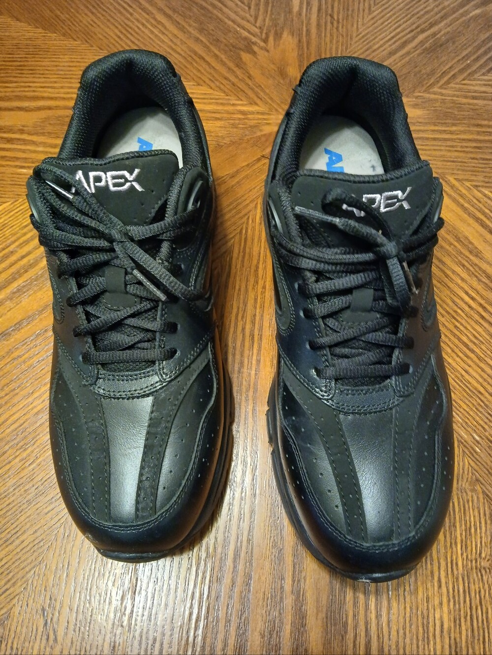 Apex Men's Black Leather Casual Lace-Up Shoes